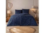Bettwäsche ESTELLA "Pippa", blau (indigo), B/L: 135cm x 200cm, 1 Stk., 1 Stk., Mako-Interlock-Jersey, B/L: 80cm x 80cm, 2 Stk., Mako-Interlock-Jersey, Obermaterial: 100% Baumwolle, Bettwäsche, Bettwäsche