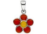 Blumenanhänger JOBO "Anhänger Kinderanhänger Blume 12 mm", rot, Schmuckanhänger, Mädchen, Silber 925 (Sterlingsilber), 925 Silber rhodiniert