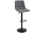 Stylife Barhocker, Grau, Schwarz, Metall, Textil, Drehteller, 43x90-112x47 cm, Sitzfläche 360° drehbar, Esszimmer, Barmöbel, Barhocker
