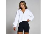 MP Damen Basics Kapuzenpulli mit verkürztem Schnitt und durchgehendem Reißverschluss – Weiß - L