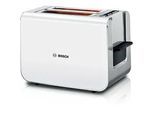 BOSCH Toaster "Styline TAT8611N, integrierter Brötchenaufsatz, Liftfunktion", weiß, B:31,3cm H:18,4cm T:17cm, Toaster, Auftaufunktion, Abschaltautomatik, Brotzentrierung, Edelstahl/weiß