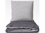 Wendebettwäsche SETEX "Feinbiber", grau (dunkelgrau, hellgrau), B/L: 135cm x 200cm, 1 Stk., 1 Stk., Biber, B/L: 80cm x 80cm, 2 Stk., Biber, Obermaterial: 85% Baumwolle, 15% Polyester, Bettwäsche, Wendebettwäsche, mit Wendefunktion