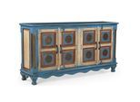 Sideboard OTTO HOME "Mahar", bunt (blau, creme), B:160cm H:85cm T:40cm, Massivholz, Sideboards, Sideboard, mit aufwendiger Schnitzerei, handgefertigt, Unika-Möbel, Breite 160 cm