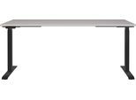 Schreibtisch GERMANIA "Lemont", braun (kaschmir, schwarz, kaschmir), B:180cm H:72cm T:80cm, Tische, Schreibtisch, Elektrisch höhenverstellbarer Schreibtisch
