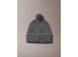 Bommelmütze CALVIN KLEIN "EMBLEM BRUSHED POMPOM BEANIE", Damen, dunkelgrau, Strick, Materialmix, unifarben, Mützen Bommelmütze, Perfekt für den Alltag