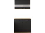 Mehrzweckschrank-Set RESPEKTA "Merle", schwarz, B:100cm H:200cm T:60cm, Kastenmöbel-Sets, Mehrzweckschrank-Set, Breite 100 cm, Soft-Close, Metallstangengriffe, 85 cm Arbeitshöhe