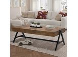 Couchtisch Sheesham Massivholz 120cm rechteckiger Wohnzimmertisch Industrial