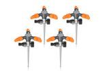 Brandson 4x Kreisregner 3-fach Rasensprinkler mit Erdspieß, 360° Flächenregner, Sprühregner, für Flächen bis 150 m², 14 cm lang, 3 Arm Sprinkler, 45° - 90° Winkel, 7m Reichweite, robuster Spike