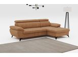 Ecksofa COTTA "Hudson L-Form, B: 261 cm", braun (cognac), B:261cm H:100cm T:166cm, Sofas, Ecksofa, mit Kopfteilverstellung, optional Bettfunktion & Bettkasten