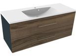 Waschtisch WELLTIME "Lacona", grau (korpus anthrazit matt, front optik nussbaum, anthrazit matt), B:120cm H:50,8cm T:46cm, Waschtische, Waschtisch