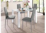 Essgruppe OTTO HOME, weiß (weiß, hellgrau), B:120cm, Sitzmöbel-Sets, Essgruppe, Set: Glastisch, Breite 120 x 80 cm mit 4 Stühlen
