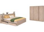Schlafzimmer-Set PARISOT "Parisot Escale 28", braun, ohne Matratze, B/H: 180cm x 200cm, Schlafzimmermöbel-Sets