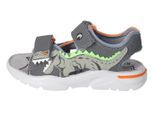 Sandale RICOSTA "Raptor WMS: mittel", Jungen, Gr. 27, orange (grau, grün, orange dino), Lederimitat, Textil, Schuhe Sandale, Sandale mit Klett, Dino-Print, Größenschablone zum Download