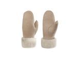 Lederhandschuhe PEARLWOOD "FIONA", Damen, Gr. 7, beige (sand), Schafsleder, unifarben, Handschuhe, Velourleder, Fausthandschuh, warm gefüttert
