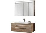 Waschtisch FACKELMANN "Waschplatz-Set STANFORD", weiß (korpus und front optik nature oak, optik nature, oak), B:110cm T:500cm, Waschtische, Waschtisch, 3-teilig