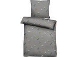 Bettwäsche APELT "Kolibri", grau, B/L: 135cm x 200cm, 1 Stk., 1 Stk., Mako-Satin, B/L: 80cm x 80cm, 2 Stk., Mako-Satin, Obermaterial: 100% Baumwolle, Bettwäsche, Bettwäsche, stylische bunte Vögel