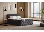 Boxspringbett COTTA "Tower inkl. Bettkasten, mit Keder in abgesetzter Farbe", schwarz, keder: anthrazit, B:201cm L:228cm, 100% POLYESTER (PES), Komplettbetten, Boxspringbett, in verschiedenen Breiten, Härtegraden und Farben erhältlich