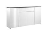 Livetastic Sideboard, Weiß Hochglanz, Kunststoff, 3 Fächer, 1 Schublade(n) Schubladen, 177.5x92x40 cm, Wohnzimmer, Kommoden & Sideboards, Sideboards