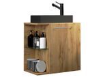Mid.you Waschtischkombi Hausa BL, Honigeiche, Kunststoff, Sperrholz, 1 Fächer, 52 cm, hängend, Badezimmer, Waschbecken & Armaturen, Waschtische