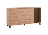 Mid.you Sideboard Medan, Anthrazit, Eiche Artisan, Holzwerkstoff, 2 Fächer, 4 Schublade(n) Schubladen, 160x85x40 cm, Wohnzimmer, Kommoden & Sideboards, Sideboards
