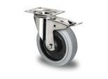 CASCOO Lenkrolle mit Totalfeststeller ø 200 mm Serie R4E2 Kugellager Edelstahl (TIP5OS0200R4E2S34)