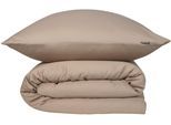Bettwäsche SCHIESSER "Ella seidenmattes Premiumbettwäscheset aus feinstem Baumwollsatin", braun (cappuccino), B/L: 135cm x 200cm, 1 Stk., 1 Stk., Satin, B/L: 80cm x 80cm, 2 Stk., Satin, Obermaterial: 100% Baumwolle, Bettwäsche, Bettwäsche, Made in Green