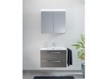 Artiqua Serie 843 Badmöbel-Set mit Spiegelschrank 75 cm 843B237526 Waschtisch mit Unterschrank, weiß hochglanz