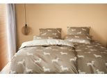 Bettwäsche ELEGANTE "Dogs", natur, beige, B/L: 155cm x 220cm, 1 Stk., 1 Stk., Mako-Satin, B/L: 80cm x 80cm, 2 Stk., Mako-Satin, Obermaterial: 100% Baumwolle, Bettwäsche, Bettwäsche, angenehmes Hautgefühl