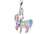 Kettenanhänger JOBO "Anhänger Kinderanhänger Einhorn", rosa, weiß, Schmuckanhänger, Mädchen, Silber 925 (Sterlingsilber), Kettenanhänger, 925 Silber rhodiniert mit 7 Zirkonia