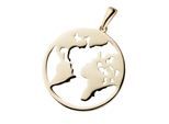 Kettenanhänger JOBO "Anhänger Welt Weltkarte 19 mm", gold (gelbgold 333), Schmuckanhänger, Damen, Gelbgold 333, Kettenanhänger, 333 Gold