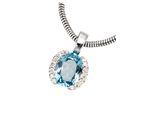 Kettenanhänger JOBO "Anhänger Weißgoldanhänger 13 mm", blau, blau, Schmuckanhänger, Damen, P1 = bei 10-facher Vergrößerung erkennbare Einschlüsse, Diamanten Weißgold 585, Diamanten, Weißgold 585, Kettenanhänger, 585 Weißgold mit Blautopas und 14 Diamanten