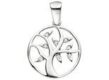 Kettenanhänger JOBO "Anhänger Lebensbaum 17 mm", silber 925, weiß, Schmuckanhänger, Damen, Silber 925 (Sterlingsilber), Kettenanhänger, 925 Silber rhodiniert mit 8 Zirkonia