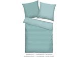 Bettwäsche TOM TAILOR HOME "MEDIUM STRIPES in Gr. 135x200cm, 155x220cm oder 200x220cm", blau (fresh sage, smokey sage), B/L: 155cm x 220cm, 1 Stk., 1 Stk., Renforcé, B/L: 80cm x 80cm, 2 Stk., Renforcé, Obermaterial: 100% Baumwolle, Bettwäsche, Bettwäsche, new bedroom, mit farbigem Markenreißverschluss