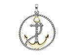 Kettenanhänger JOBO "Anhänger Anker 23 mm", gold (goldfarben, weiß), Schmuckanhänger, Damen, Silber 925 (Sterlingsilber), Kettenanhänger, 925 Silber bicolor vergoldet mit 13 Zirkonia