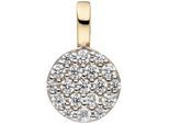 Kettenanhänger JOBO "Kleiner Anhänger rund Goldanhänger 6 mm", gelbgold 333, weiß, Schmuckanhänger, Damen, Gelbgold 333, Kettenanhänger, 333 Gold mit 19 Zirkonia