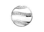Kettenanhänger JOBO "Anhänger rund Silberanhänger 23 mm", weiß, weiß, Schmuckanhänger, Damen, Silber 925 (Sterlingsilber), Kettenanhänger, 925 Silber rhodiniert mit weißer Emaille und 24 Zirkonia