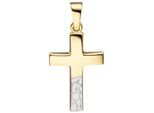 Kreuzanhänger JOBO "Anhänger Kreuzanhänger Kreuz Goldkreuz 20 mm", gelbgold 333, Schmuckanhänger, Damen, Gelbgold 333, 333 Gold bicolor diamantiert