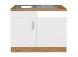 Held Spülenunterschrank mit Spüle ca. 110 cm Weiß/Eiche