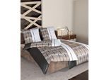 Bettwäsche JANINE "MILANO 45026", braun (kaffee), B/L: 200cm x 220cm, 1 Stk., 1 Stk., Mako-Satin, B/L: 80cm x 80cm & 80cm x 80cm, 3 Stk., Mako-Satin, Obermaterial: 100% Baumwolle, Bettwäsche, Bettwäsche, mit Reißverschluss