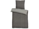 Wendebettwäsche BIBERNA "Tillmann", grau (titanium), B/L: 155cm x 200cm, 1 Stk., 1 Stk., Flanell, B/L: 80cm x 80cm, 2 Stk., Flanell, Obermaterial: 100% Baumwolle, Bettwäsche, Wendebettwäsche, kuschelig warm im Winter, gestreifte Bettwäsche mit Wendeoptik
