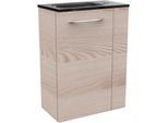 Waschtisch FACKELMANN "SBC", braun (braun, alaska, esche, optik), B:45cm H:61,5cm T:25cm, Glas, Holzwerkstoff, Waschtische, Waschtisch, bestehend aus Becken und Unterbau, Breite ca. 45 cm