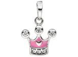 Kettenanhänger JOBO "Anhänger Kinderanhänger rosa Krone", rosa, weiß, Schmuckanhänger, Mädchen, Silber 925 (Sterlingsilber), Kettenanhänger, 925 Silber rhodiniert mit 6 Zirkonia