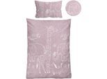Kinderbettwäsche BIBERNA "0840520", lila (brombeer), B/L: 100cm x 135cm, 1 Stk., 1 Stk., Flanell, B/L: 40cm x 60cm, 2 Stk., Flanell, Obermaterial: 100% Baumwolle, Bettwäsche, kuschelig warm, samtweich, Melange, 100% Baumwolle, made in Germany
