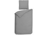 Bettwäsche HECKETT & LANE "Punto", grau (glacier grau), B/L: 155cm x 220cm, 1 Stk., 1 Stk., Mako-Satin, B/L: 80cm x 80cm, 2 Stk., Mako-Satin, Obermaterial: 100% Baumwolle, Bettwäsche, Bettwäsche, gepunktet, 100% Baumwolle ab 135x200 cm.