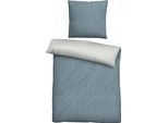 Wendebettwäsche BIBERNA "Tillmann", blau, B/L: 155cm x 220cm, 1 Stk., 1 Stk., Flanell, B/L: 80cm x 80cm, 2 Stk., Flanell, Obermaterial: 100% Baumwolle, Bettwäsche, Wendebettwäsche, kuschelig warm im Winter, gestreifte Bettwäsche mit Wendeoptik