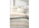 Bettwäsche PRIMERA "Bio-Renforce Bettwäsche Natrix", gelb, B/L: 155cm x 220cm, 1 Stk., 1 Stk., Renforcé (Bio-Baumwolle), B/L: 80cm x 80cm, 2 Stk., Renforcé (Bio-Baumwolle), Obermaterial: 100% Baumwolle, Bettwäsche, Bettwäsche, mit klassischen Streifen