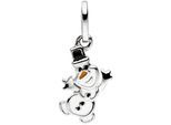 Kettenanhänger JOBO "Anhänger Kinderanhänger Schneemann 13 mm", weiß, Schmuckanhänger, Mädchen, Silber 925 (Sterlingsilber), Kettenanhänger, 925 Silber rhodiniert