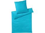 Bettwäsche YES FOR BED "Pure & Simple Uni in Gr. 135x200, 155x220 oder 200x200 cm", blau (türkis), B/L: 155cm x 200cm, 1 Stk., 1 Stk., Mako-Satin, B/L: 80cm x 80cm, 2 Stk., Mako-Satin, Obermaterial: 100% Baumwolle, Bettwäsche, Bettwäsche, Bettwäsche aus Baumwolle, zeitlose Bettwäsche mit seidigem Glanz