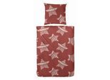 Bettwäsche PRIMERA "Feinbiber-Bettwäsche Stars", rot, B/L: 135cm, 1 Stk., 1 Stk., Feinbiber, B/L: 80cm x 80cm, 2 Stk., Feinbiber, Obermaterial: 100% Baumwolle, Bettwäsche, Bettwäsche, mit winterlichen Sternen