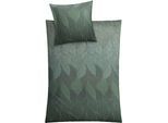 Bettwäsche KLEINE WOLKE "Jamiro", grün (tannengrün), B/L: 155cm x 220cm, 1 Stk., 1 Stk., Mako-Satin, B/L: 80cm x 80cm, 2 Stk., Mako-Satin, Obermaterial: 100% Baumwolle, Bettwäsche, Bettwäsche, mit Blättern